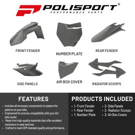 Polisport Motocross (MX) Replica Plastic Kit for KTM SX85 (2016-2024) – OEM Quality, Durable, Flexible & Perfect Fit – Nardo Grey