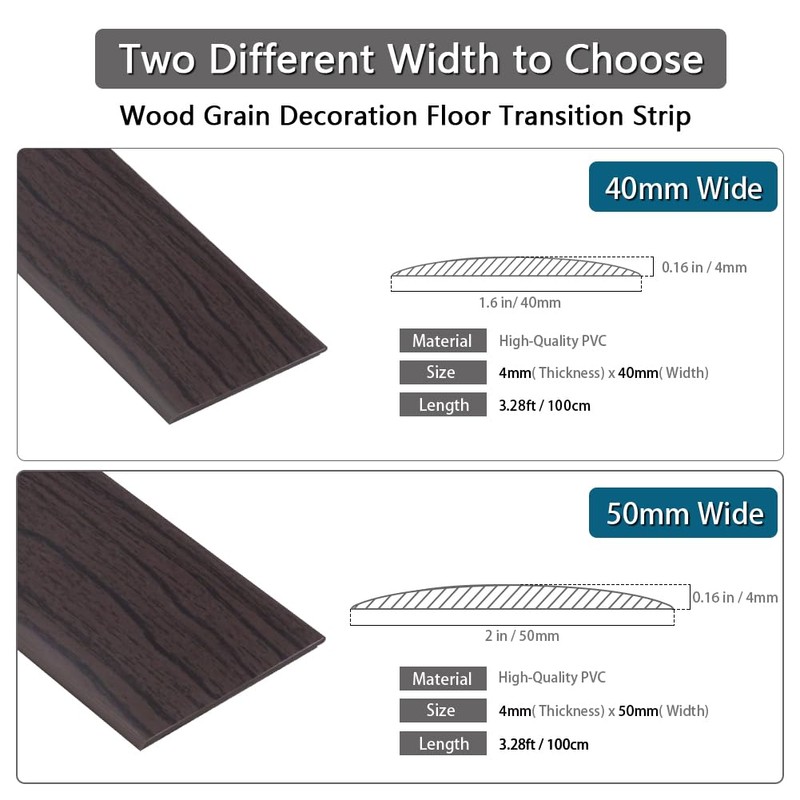 Floor Transition Strip 2" Self Adhesive Flat Vinyl Flooring Transitions