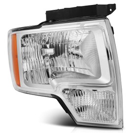 Headlight Assembly Fit For Ford For F-150 2009-2014 Chrome Housing Amber Reflector Clear lens Driver and Passenger Side DL3Z13008A DL3Z13008EC