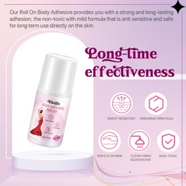Ehaijia Roll On Body Adhesive for Dancers, 2Oz Sweat Resistant and Adhesive Strength Body Glue, Non-Toxic Liquid Tape, Easy to Use & Remove, Greats for Clothing, Socks&Wigs and Not Irritate Skin