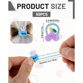 TPZORJX 50 pcs Bunte Haargummis Mädchen,zopfgummis mädchen,Elastische Zopfgummis Baby Haargummi, Kinder Haargummis Mit Blumen, Haargummi Mit Fruchtmotiven, Pferdeschwanz Haargummi Set