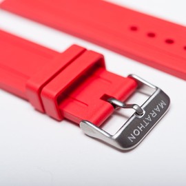 MARATHON Divers Model Rubber Watch Band/Strap, 22 mm, Made in Italy. (Red)