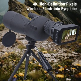 Electronic Eyepiece, Full Colour 4K Telescope Eyepiece Camera, 3 Inch Screen, Low Light Night Vision, Telescopic Camera for Monocular Binoculars, Microscopes, for Bird Watching (Without