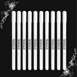 Johiux White Gel Pens,10 Pieces 0.8mm Fine Point Gel Pen Set, White Line Drawing Pen,White Pens For Students, Artists To Draw And Highlight Areas on Black Paper.