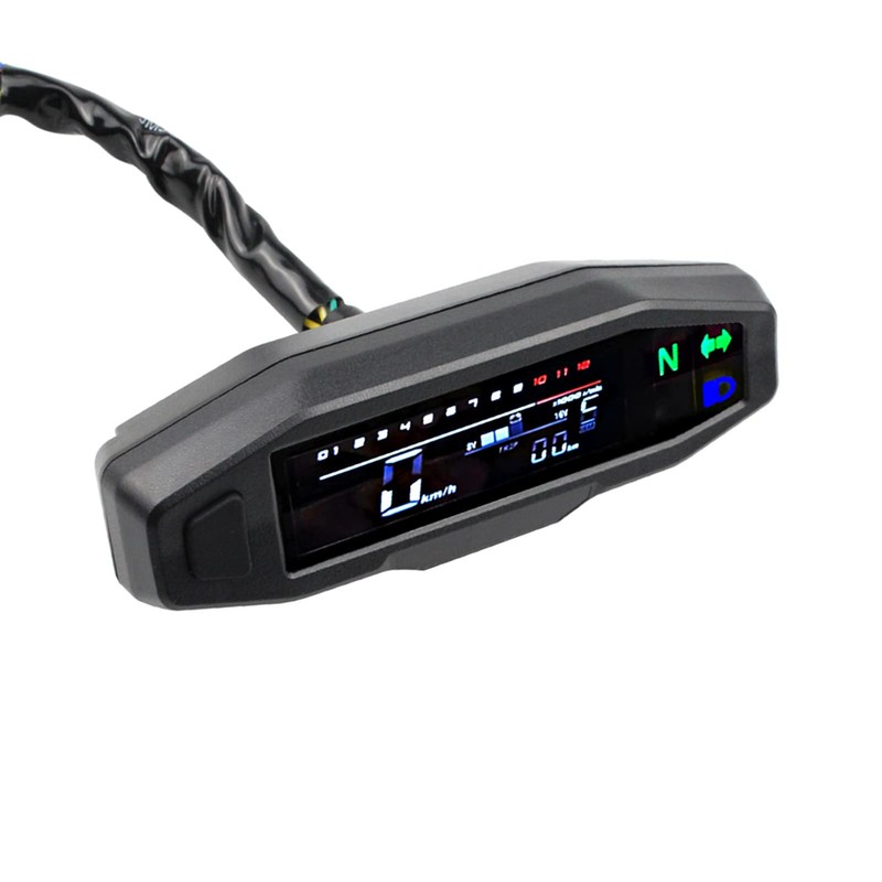 Shkalacar Motorcycle Digital Speedometer, Tachometer with 1-6 Speed LCD Display,