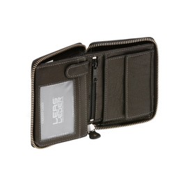 RFID Blocking Mens and Ladies Wallet with side zip pocket protected LEAS, Genuine Leather, black - LEAS RFID-Line