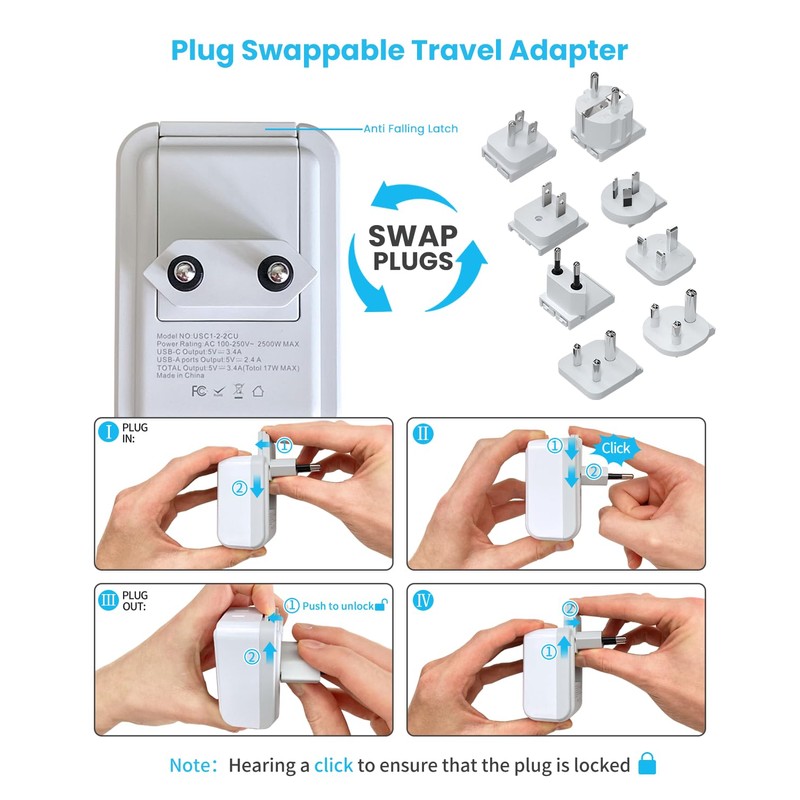 VINTAR Universal Travel Adapter Kit, International Power Adapter with 3