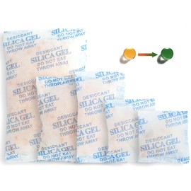 LotFancy Silica Gel Desiccant Pack of 100 × 3/5/10/20/50 g Mixed, Safe Moisture Absorber for Dry Storage, Non-Toxic, Odourless