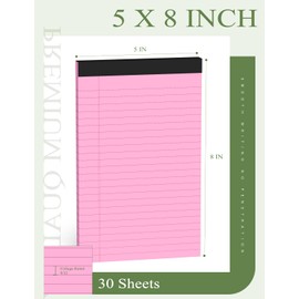 6pcs Small Note Pads, Pink Notepads 5x8 College Ruled Notebook, Writing Pads 5 x 8, Legal Pads, Memo Pad Paper Perforate Narrow Ruled Notebooks for Work, School, Office,30 Sheets/Pack