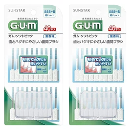 Sunstar Gum Soft Picks, Unscented, Sizes SSS - S, 40 Packs x 2