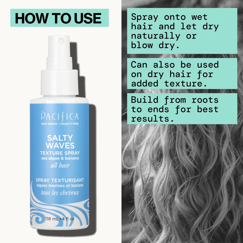 Pacifica Beauty, Salty Waves Texture Sea Salt Spray for Hair,