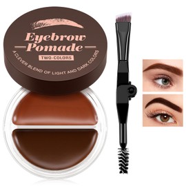 Boobeen Dual-Colour Eyebrow Pomade, Waterproof Long-Lasting Brow Cream, 2 in 1 Brow Makeup Kit, Shaping Eyebrow Gel with Brush（Light Brown& Dark Brown）