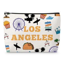 Sfodiary Los Angeles Lovers Makeup Bag for Women Los Angeles Travel Holiday Souvenir Gift for Mom Friend Christmas Birthday Gifts Daughter Graduation Presents Retirement Gift for Coworker Teacher