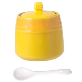 FUNOMOCYA Ceramic Salt Jar Spoon Truffle Salt Shaker for Spices Jars Condiment Canister for Kitchen