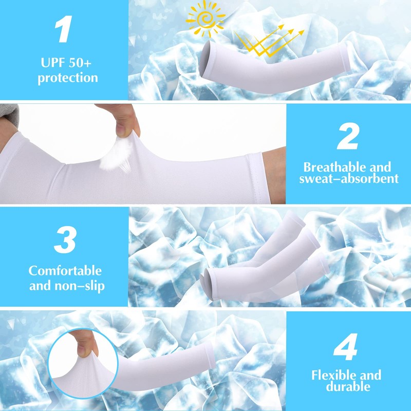 SATINIOR 6 Pairs Kids Cooling Arm Sleeves Youth Sun Protection