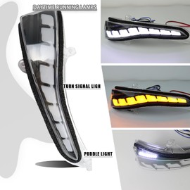 ZDEERAOTO LED Rear Side Mirror Light DRL Amber Sequential Turn Signal Lamp 3 in 1 Function Feature Kit for Infiniti Q50 Q30 Q60 Q70 for Nissan Skyline OEM Trim Accessories (Clear)