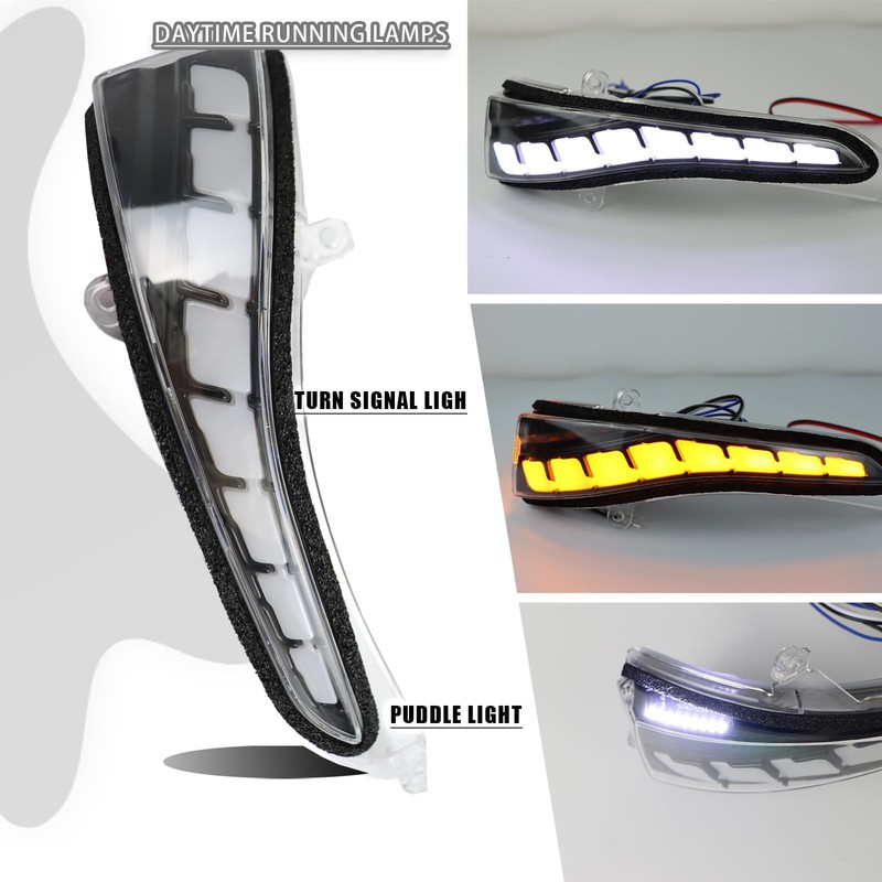 ZDEERAOTO LED Rear Side Mirror Light DRL Amber Sequential Turn