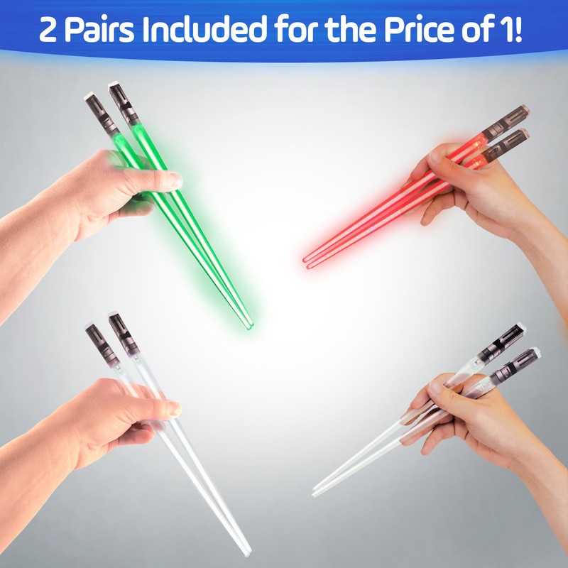 Chop Sabers Light Up LightSaber Chopsticks Set, 2 Pairs, Red
