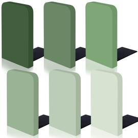 FYSUIMU 6Pcs Boho Sage Green Wood Bookends Gradient Green Wooden Book Stands Rustic Non Skid Book Stoppers for Heavy Books Home Office Library