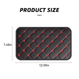 Couslcd Car Center Console Cushion Pad, Universal PU Leather Waterproof Car Armrest Protection Cover, Comfortable Universal Car Interior Decor Accessories for SUV, Sedan, Truck (Black/Red)