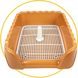 Lutema Indoor/Outdoor Training Dog Potty Tray for Small and Medium Puppies Litter Boxes in (Orange Brown)