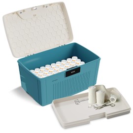 SereneLife Lockable Storage Container Bin – 8.5 Gallon Heavy-Duty Storage Box with Combination Lock, Blue