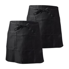 Rapidbok Pack of 2 Waiter's Aprons, Waist Aprons, Serving Apron with 2 Pockets, Unisex for Cooking Apron for Cooking, Cleaning, Painting, Gardening, Bistro, Restaurant, black
