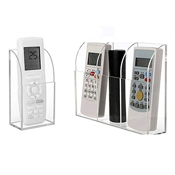 Two grids Acrylic Wall Mount Remote Control Holder, Clear Acrylic