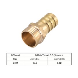 sourcing map Pack of 5 Brass Hose Connector Hose Connector Adapter Hose Adapter Hose Adapter 16 mm Barb x G1/2 Outer Tube