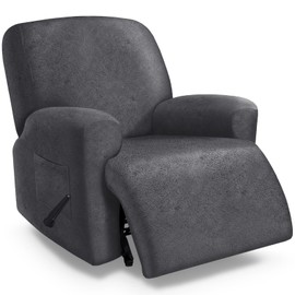 molasofa Leather Like Oversized Recliner Chair Covers, Extra Large Big Man 4 Pieces Lazy Boy Recliner Cover for Wide Recliner Chair for Pets Kids Washable(X-Large, Dark Grey)