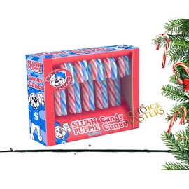 Candy Canes - Slush Puppie Vegan Candy Canes - Blue Raspberry and Cherry Flavour - Sweet Christmas Tree Decoration and Gifts (1 pack of 10)
