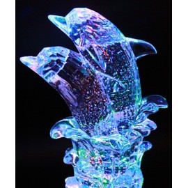 Pair of Dolphin, LED Lighted Sparkling Multi-Color Changing Home Decor figurine
