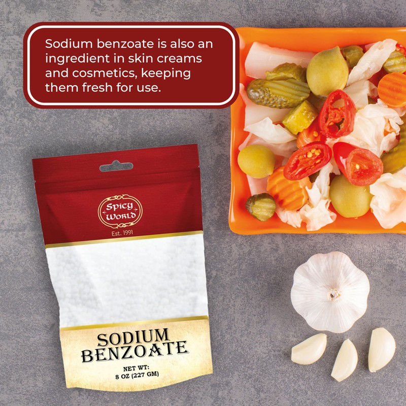 Spicy World Sodium Benzoate 8 Oz - 99% USP/FCC Grade,