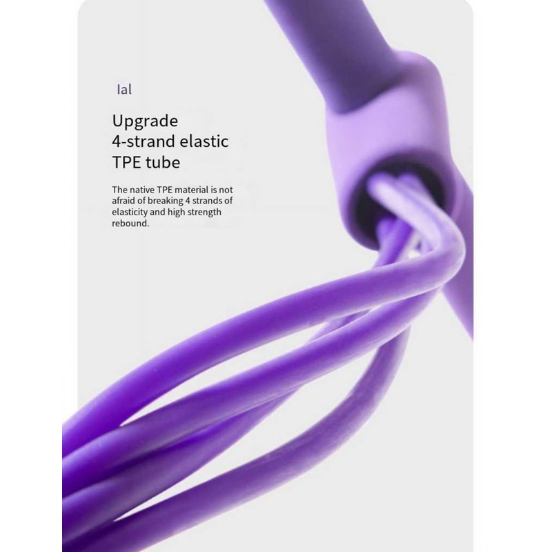 4-Strand TPE Exercise Band with Handle, Pink and Purple, Elastic