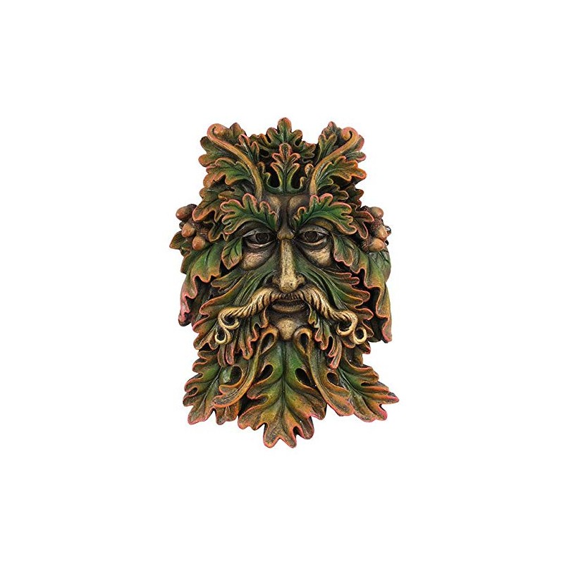 Green Man Wall Plaque Acorn Leaf Bearded Face Man Of