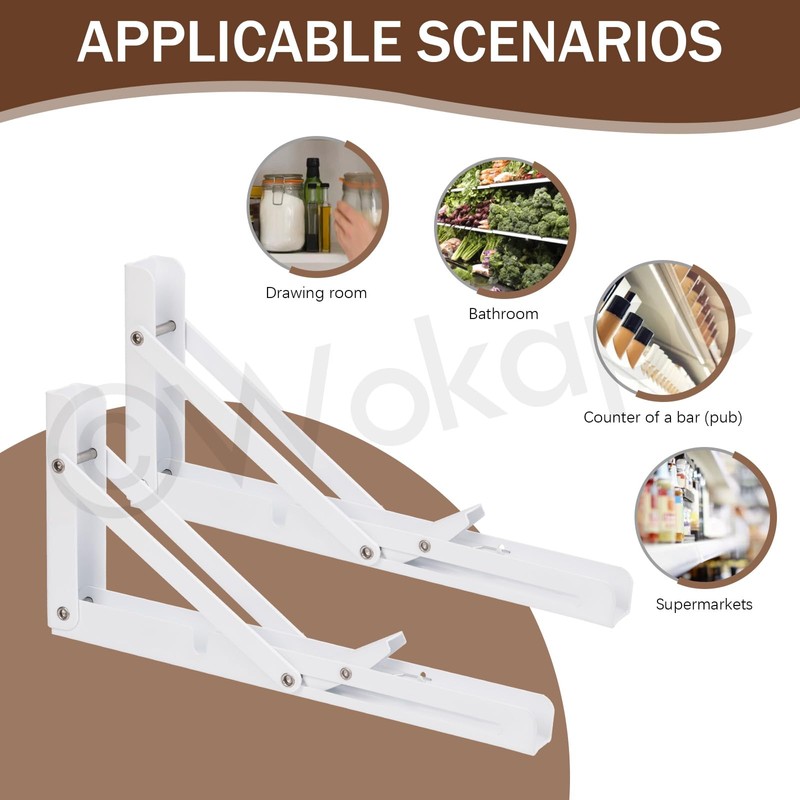 Wokape 2Pack 10" Folding Shelf Brackets, Decorative Heavy Duty Stainless