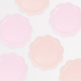 Meri Meri Broderie Anglaise Lace Plates (Pack of 8), Fancy Disposable Plates for Party, Lace Doily Shaped Paper Plates, Available as Paper Dinner Plates & Side Plates