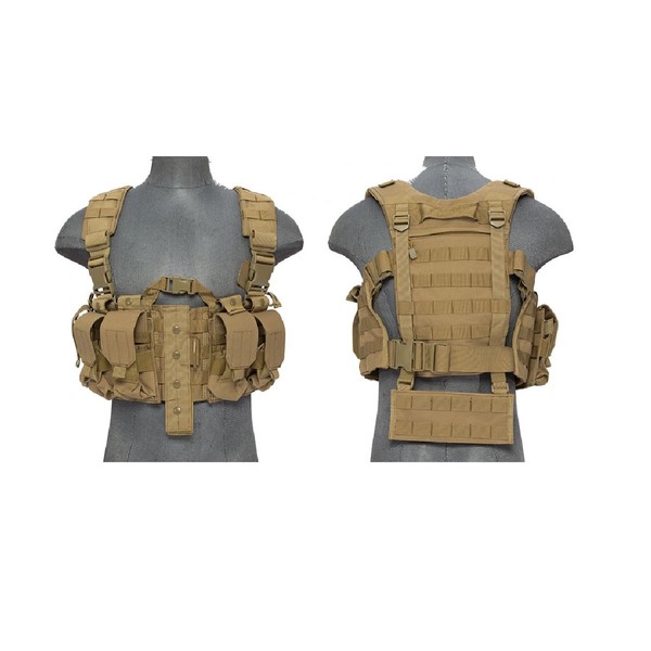 AirsoftMegastore Lancer Tactical Hobby Version 2 Replica Chest Harness MOLLE Rig - TAN