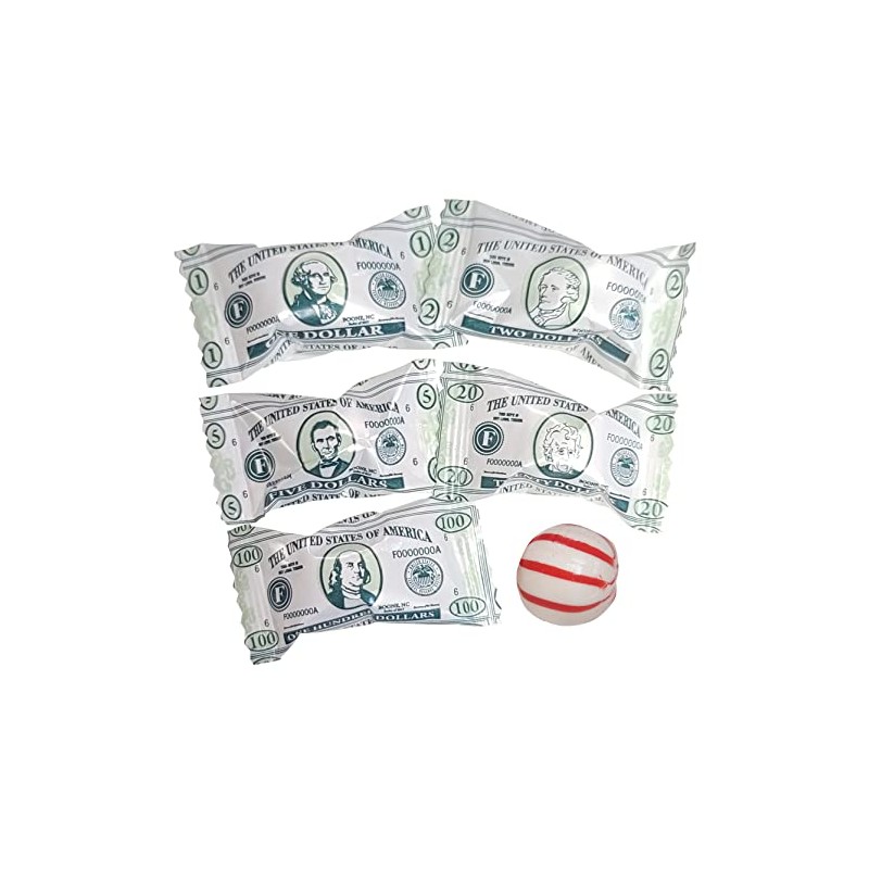 Money US Dollar PEPPERMINT BALLS 100 Count Wrapped-USA Candy