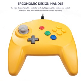 kiwitatá Wired N64 Controller, Retro Mini N64 Game Upgraded Joystick Gamepad Controller for N64 Video Console System Yellow