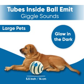 SIKARAAM Glowing Dog Ball, Squeaky Dog Toys Ball,Glow Giggle Ball in The Dark for Training Teeth Cleaning Herding Balls Indoor Outdoor Safe Dog Gifts for Most Dogs 5.5"