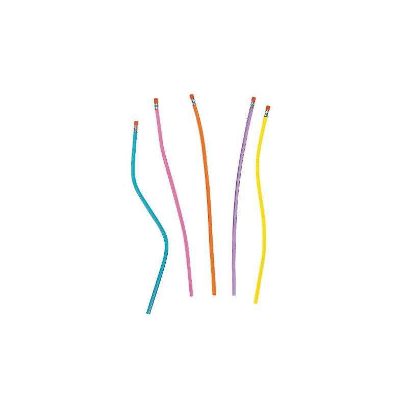 Fun Express - Plastic Neon Glitter Flexible Pencil - Stationery