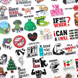 50Pcs Joke Gym Decals Fitness Motivational Sticker Kettle Bell Weightlifting Athlete Buff Man Muscle Exercise Quote Stickers
