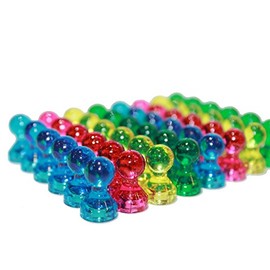 Bullseye Office - Assorted Acrylic Push Pin Magnets - Perfect as Refrigerator Magnets, Whiteboard Magnets, Office Magnets (48, Assorted)