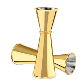 Jigger for Bartending, Briout Double Cocktail Jigger Japanese Premium 304 Food Grade Stainless Steel Jigger 2 OZ 1 OZ with Measurements Inside, Gold