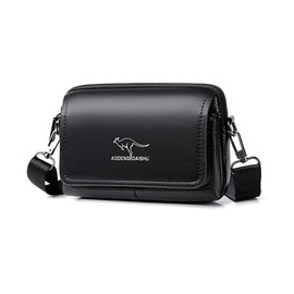 Whatna Mini One Shoulder Bag, Men's, Mini Waist Bag, Fanny Pack for Motorcycles, PU Leather, Unisex, Mini Crossbody Bag, Chest Bag, One Shoulder, Lightweight, Brown, Black, Black B