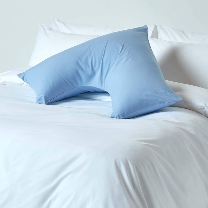 HOMESCAPES Light Blue Pure Egyptian Cotton V-Shape Pillowcase 200 TC