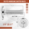 Blulu 100Pcs 1/4"-20 Hurricane Shutter Bolts, Sidewalk Screws Bolts Truss