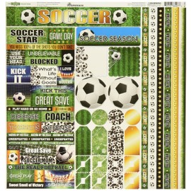 Reminisce TSOC-100 Soccer Cardstock Sticker, 12" by 12", Multicolor