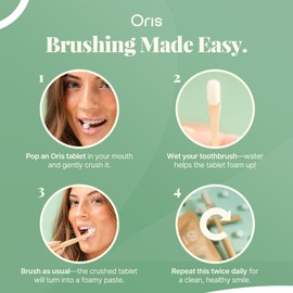 Oris Starter Bundle – 1 Month Supply: Natural Toothpaste Tablets | Fluoride-Free, Travel-Friendly, Kid-Safe with Enamel-Strengthening Nanohydroxyapatite (62 Count (Pack of 1), Spearmint)
